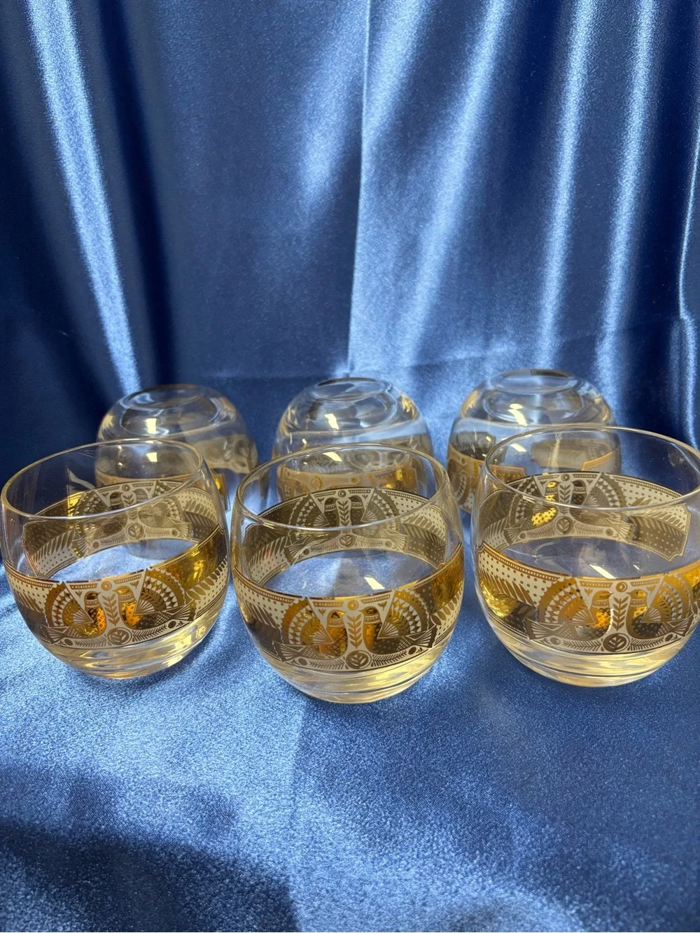 Vintage Signed George Briard Rolly Polly Glasses, 6 in set, in a bird motif